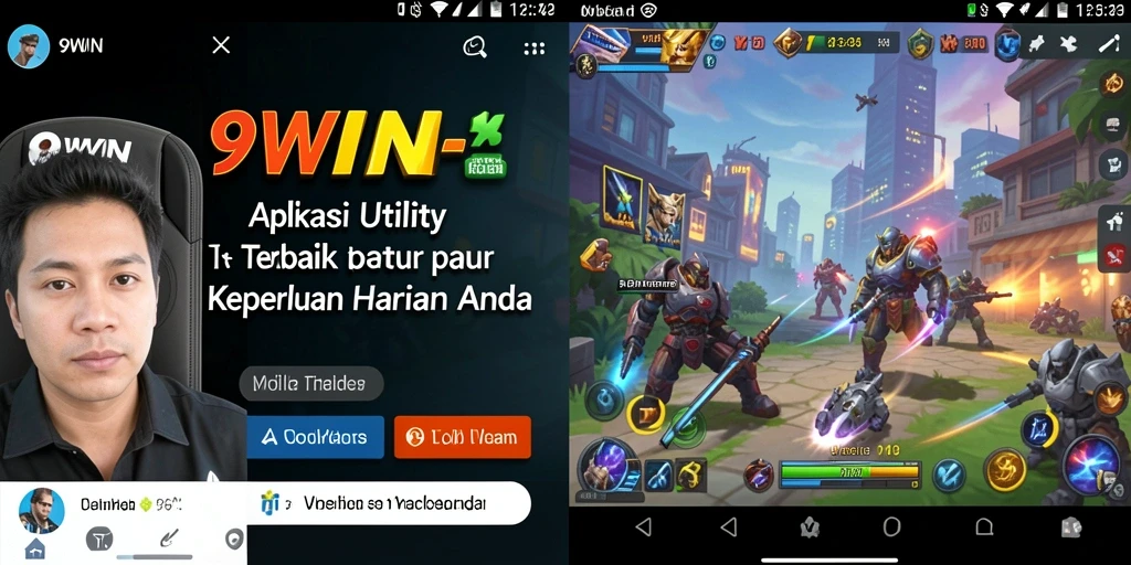 Tampilan antarmuka utama 9WIN dengan berbagai fitur utility yang mudah diakses.