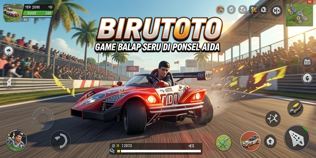 Tampilan seru gameplay BIRUTOTO saat balapan.