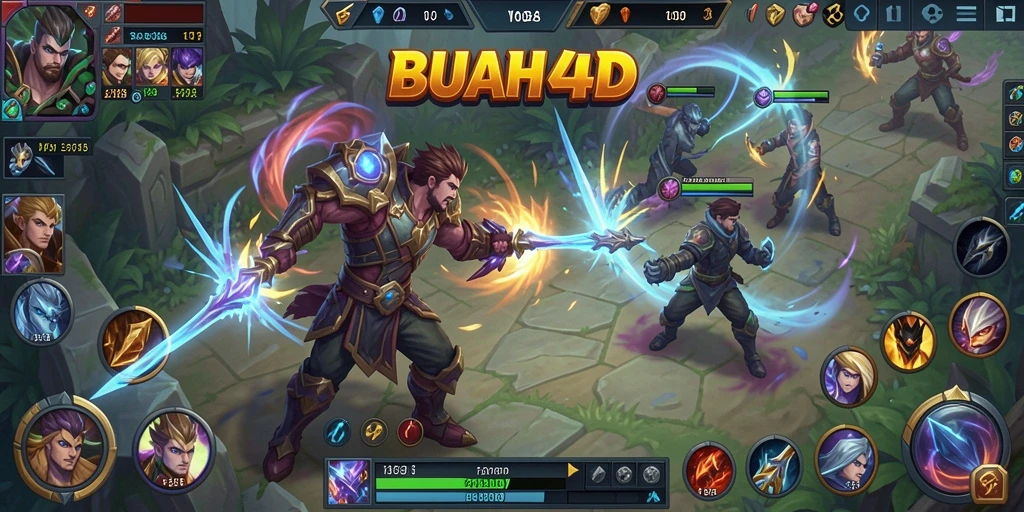 Tampilan gameplay seru di <strong>BUAH4D</strong> dengan aksi MOBA yang mendebarkan.