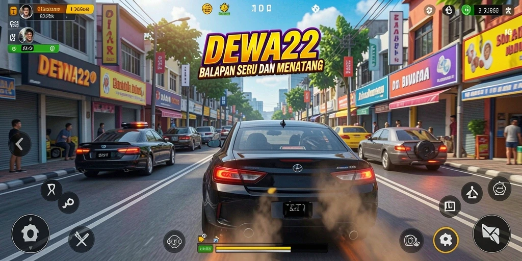 Gameplay menegangkan dalam balapan mobil di DEWA22.
