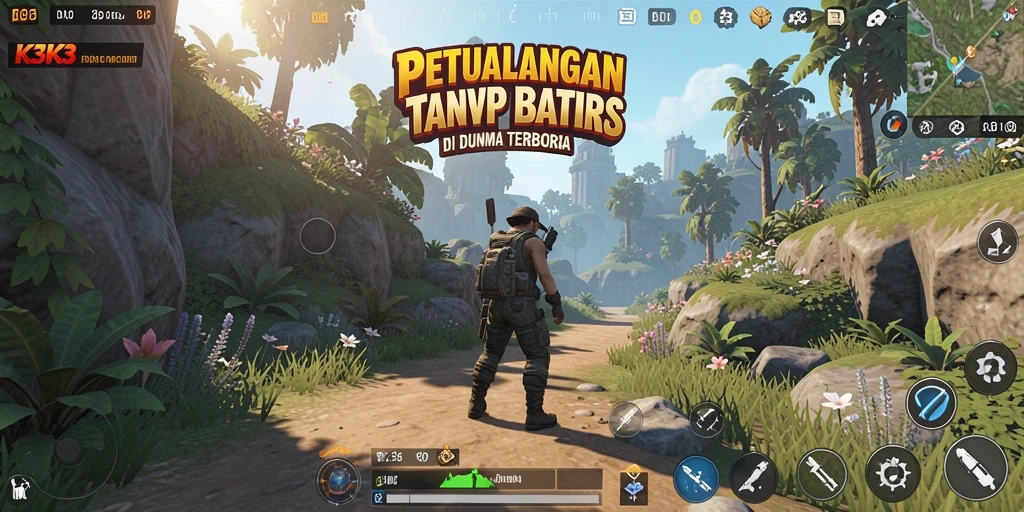 Tampilan gameplay K3K3 di dunia terbuka yang luas.
