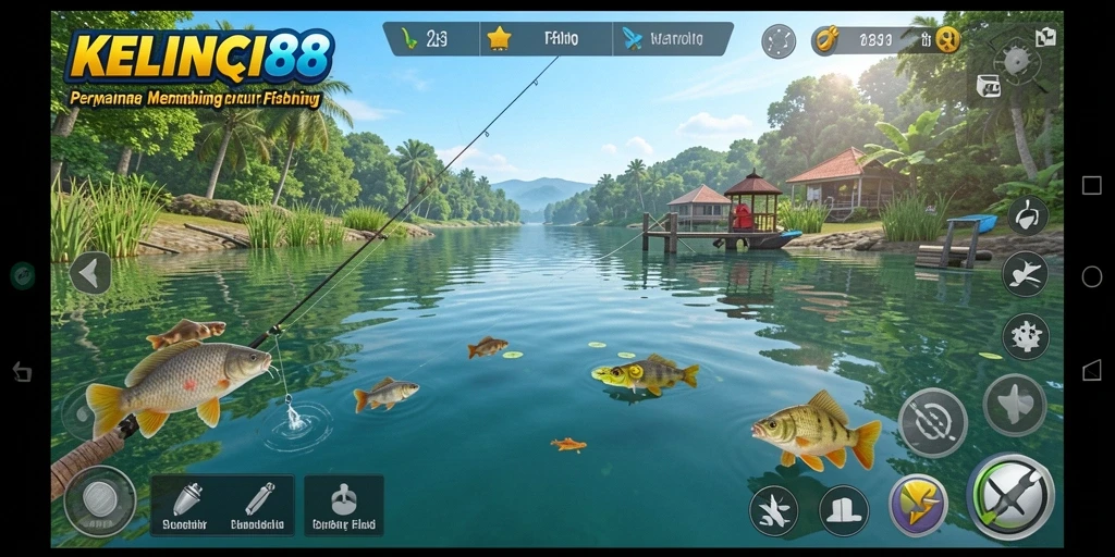 Tampilan screenshot utama KELINCI88 dengan aksi memancing yang menegangkan.