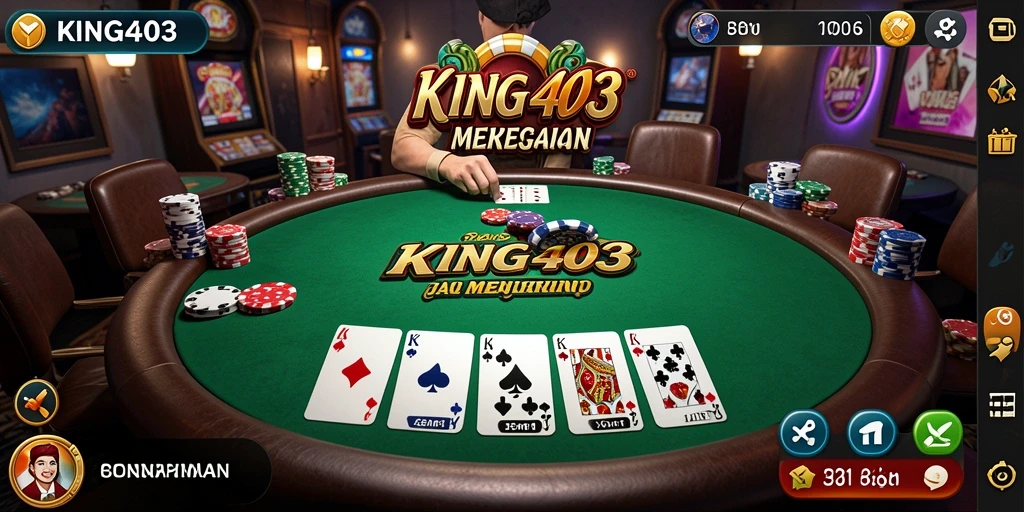Tampilan gameplay KING403 dalam suasana kompetitif game Poker.