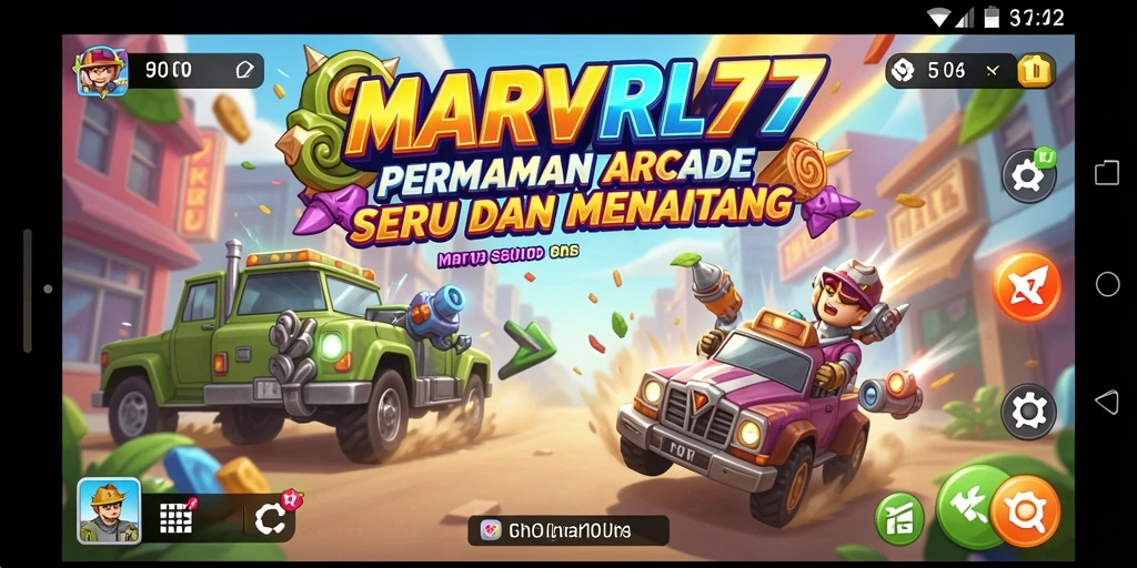 Screenshot utama MARVRL77 menunjukkan gameplay Arcade yang mendebarkan.