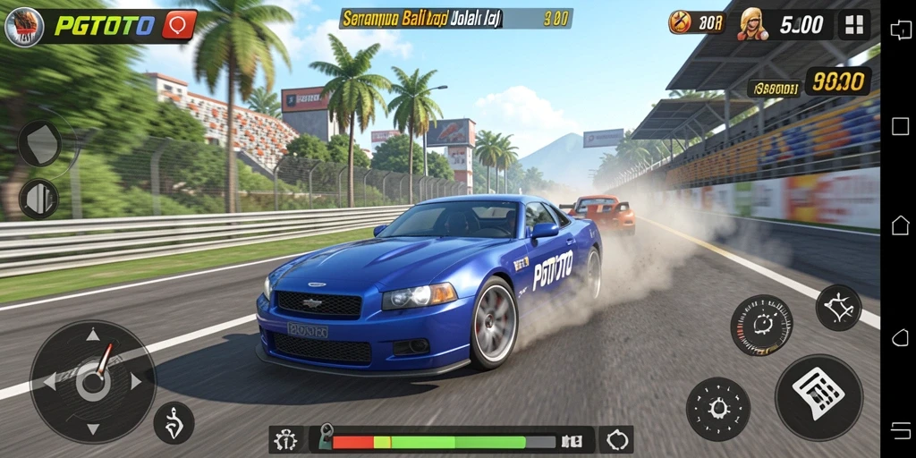 Screenshot gameplay PGTOTO yang menampilkan aksi balap menakjubkan.