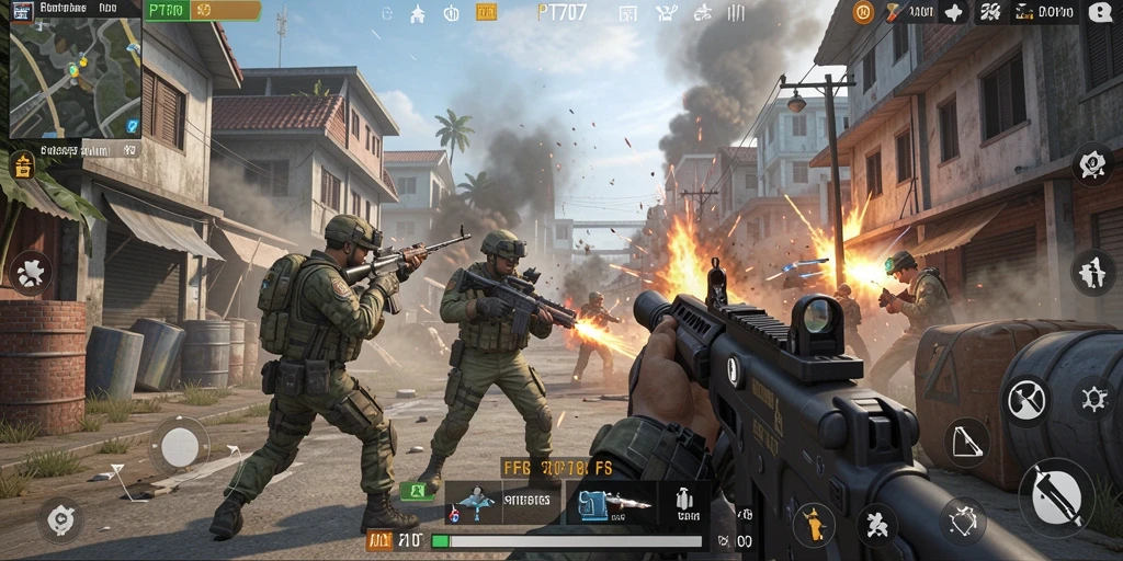 Screenshot PT707 menampilkan momen intense saat bertempur dalam FPS.