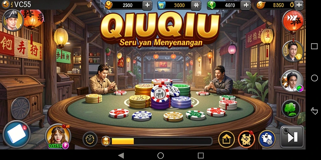 Screenshot gameplay VC55 yang menunjukkan keseruan bermain QiuQiu.