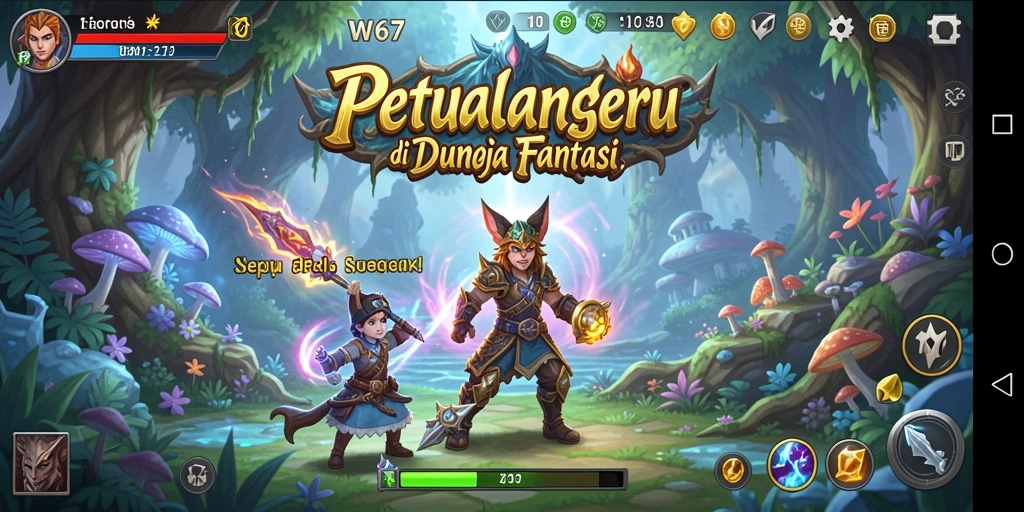 Tampilan menarik dari gameplay W67 yang penuh petualangan.